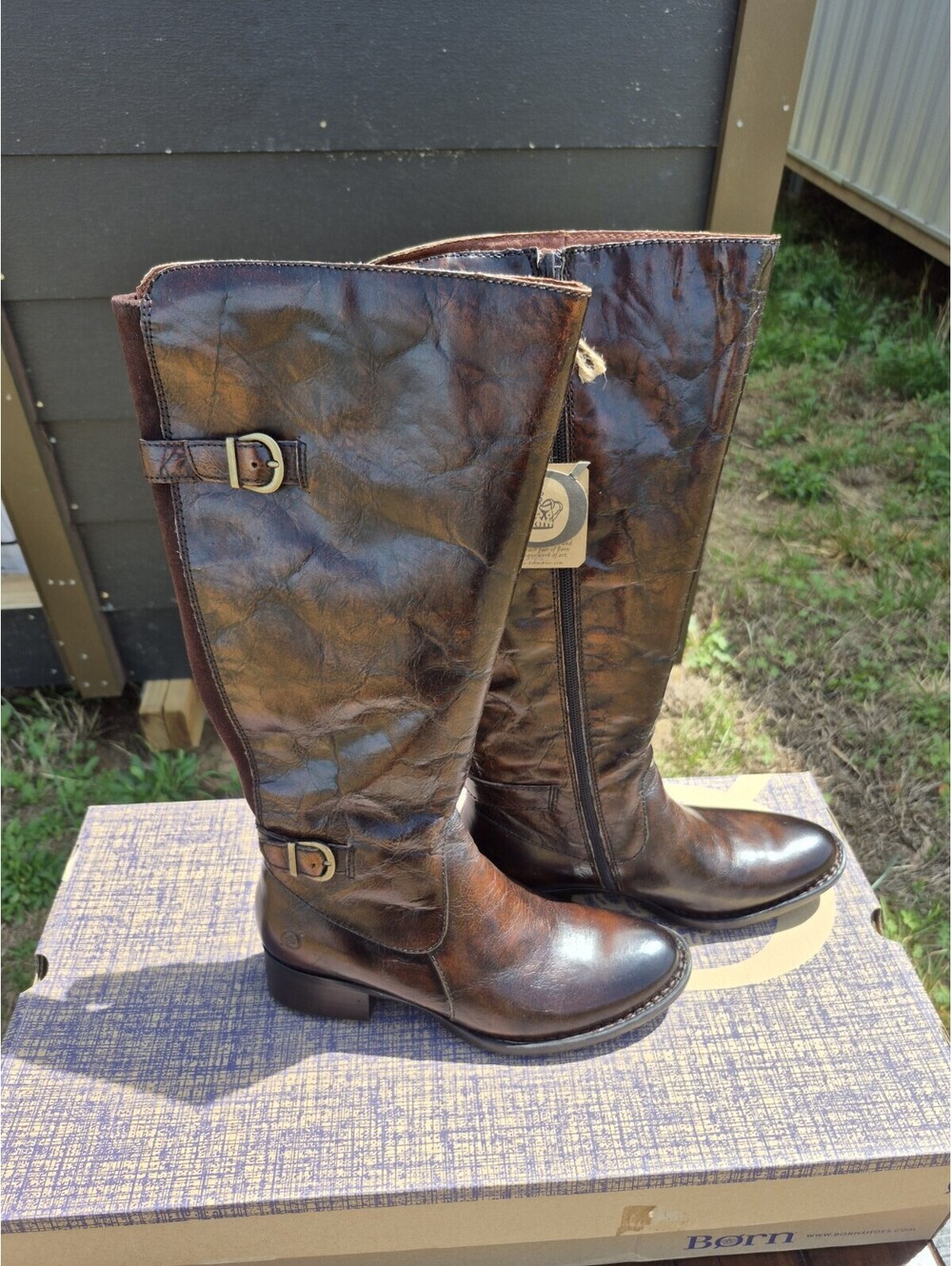 Born Women's Gibb High Shaft Boots - Leather, Wide Calf Size 7 New - $195 MSRP